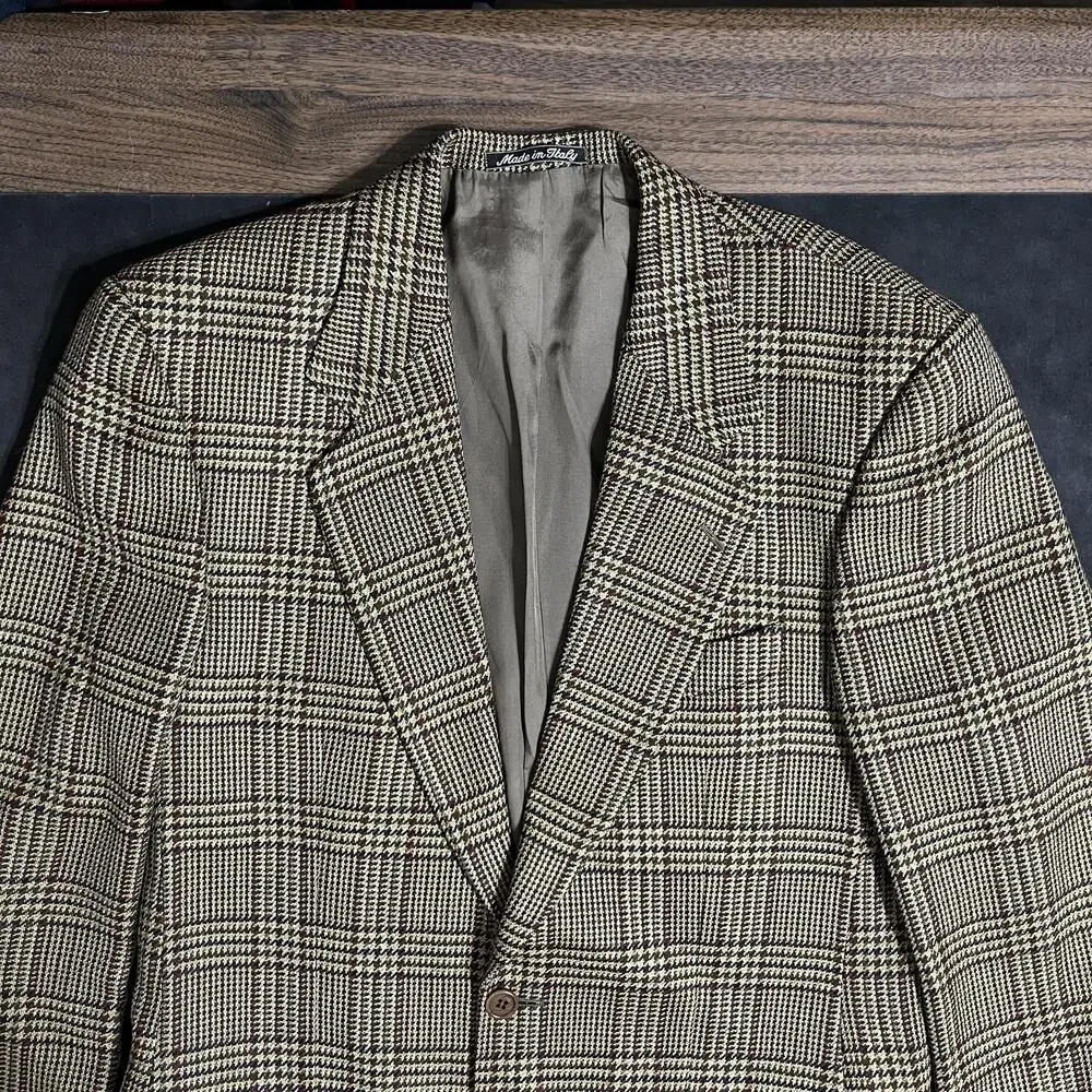 Valentino Blazer Mens 38 Vintage Herringbone Wool Tweed Sport Coat Made In Italy
